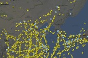 Gli aerei evitano di avvicinarsi all?area di mare prossima alla Corea del Nord in una immagine tratta dal sito flightradar24, 4 dicembre 2017.