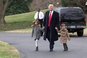 Trump con i nipoti sull'elicottero presidenziale