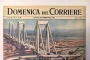 Crollo ponte Genova, la copertina della Domenica del Corriere del 1 marzo 1964 celebrava la posa dei primi piloni