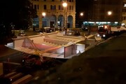 Ponte Genova, passato tra vie citta' convoglio pezzi impalcato
