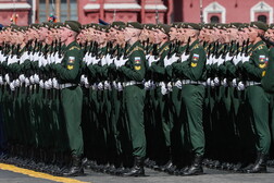 Militares russos durante evento em Moscou