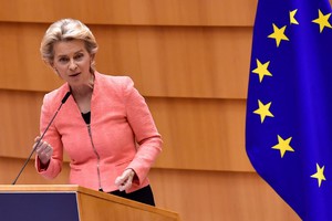 Ursula von der Leyen durante il discorso sullo Stato dell'Unione al Parlamento europeo (ANSA)