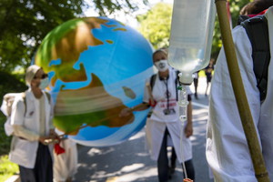 Una manifestazione per il clima a Ginevra (ANSA)