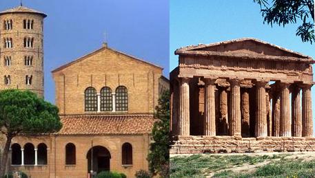 Basilica di Sant'Apollinare in Classe e la Valle dei Templi ad Agrigento © ANSA