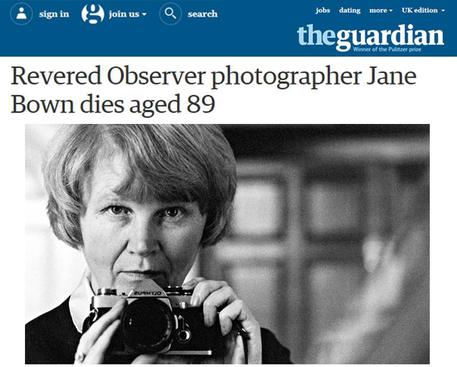 Il Guardian rende omaggio alla fotografa Jane Bown © ANSA