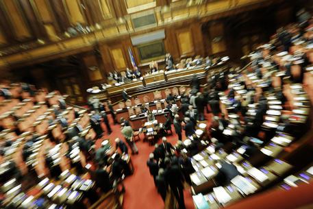 L'Aula del Senato durante dichirazioni di voto sulla fiducia al Jobs Act, Roma ANSA/GIUSEPPE LAMI © ANSA