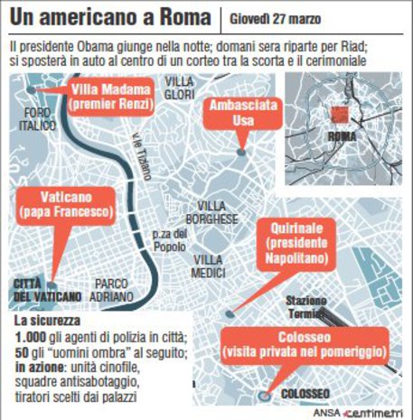 Obama a Roma, il percorso della visita © Ansa