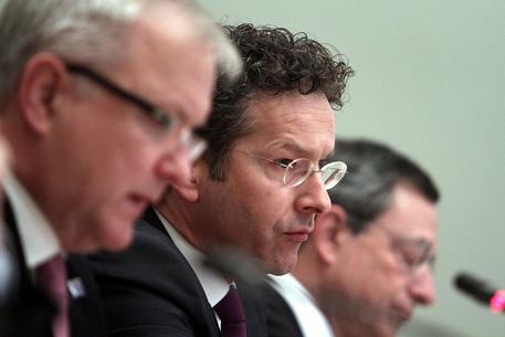Rehn, Dijssebloem e Draghi ad Atene per l'Eurogruppo © ANSA 