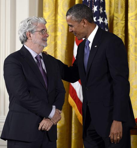 George Lucas con il presidente Usa Barack Obama © EPA