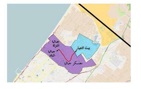 L'area a Nord della Striscia di Gaza dove Israele ha minacciato di bombardare (dal volantino in arabo) da Twitter © Ansa