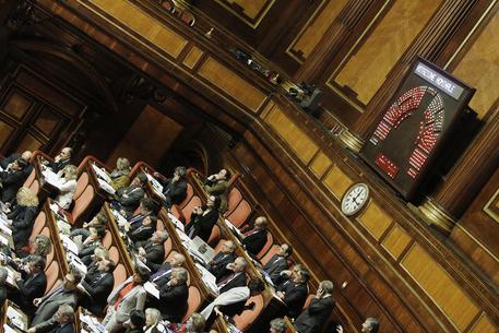 L'Aula del Senato durante l'esame della riforma della legge elettorale. ANSA/GIUSEPPE LAMI © ANSA