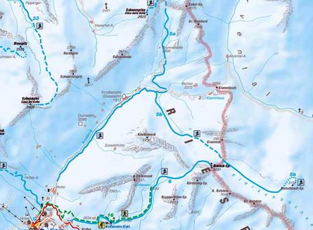 Una cartina, tratta da internet, mostra uno dei percorsi per salire sulla Cima della Neve, sopra Riva di Tures (Bolzano). © ANSA