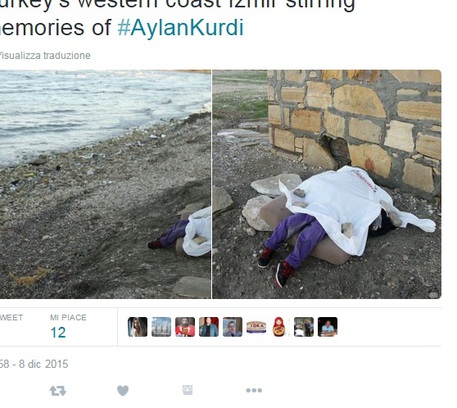 Il corpo della bimba siriana trovata sulla spiaggia di Pirlanta, Turchia © Ansa