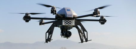 Il drone Skyrobotic SF6, sperimentato dalla Protezione Civile della Regione Umbria (fonte: Roma Drone Conference) © Ansa