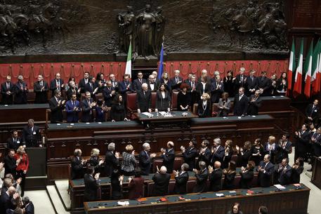 L'aula dell Camera durante la cerimonia del giuramento del Presidente della Repubblica Sergio  Mattarella, Roma, 3 Febbraio 2015. ANSA/GIUSEPPE LAMI © ANSA