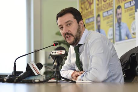 Il segretario della Lega Matteo Salvini durante la conferenza stampa al termine del consiglio federale, Milano © ANSA