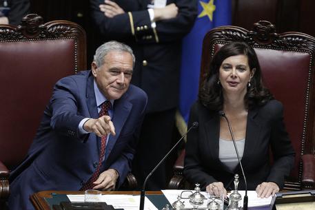 Il presidente del Senato Pietro Grasso e il presidente della Camera Laura Boldrini in una foto d'archivio © ANSA