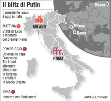 Il viaggio di Putin in Italia del 10 giugno 2015 © Ansa