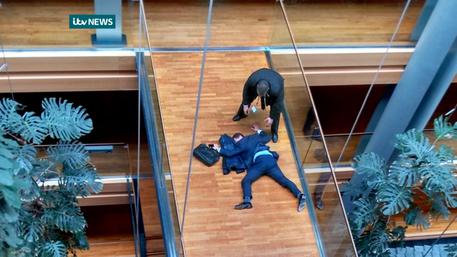 Il candidato leader dell'Ukip Steven Woolfe sviene dopo essere stato colpito da un pugno © AP