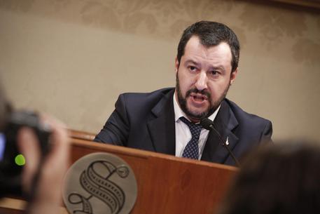 Matteo Salvini durante la conferenza stampa al Senato © ANSA