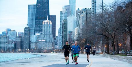 Renzi a Chicago, jogging con il sindaco Rahm Emanuel/foto Palazzo Chigi Tiberio Barchielli © ANSA