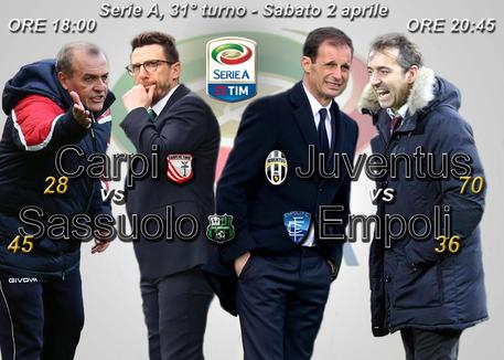 Carpi-Sassuolo e Juventus-Empoli sabato in A © ANSA