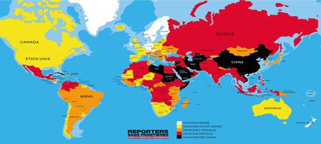 La mappa sulla libertà di stampa nel 2016 - Reporters sans Frontieres © Ansa