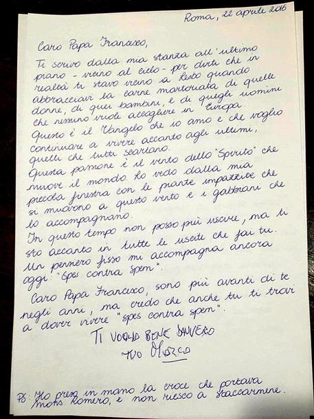 Pannella, la lettera a Papa Francesco 'ti voglio bene' © ANSA