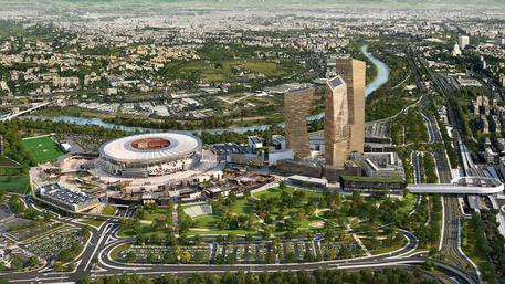 Un'immagine del rendering del progetto definitivo dello stadio dell'AS Roma a Tor di Valle © ANSA 