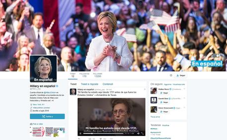 Pagina Twitter Hillary en espanol © ANSA