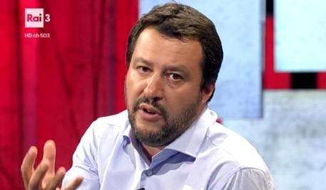 Il fermo immagine tratto da Raitre mostra Matteo Salvini, ospite della trasmissione 'Politics' © ANSA
