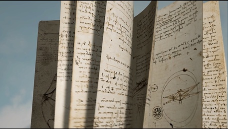 Il Codice del volo di Leonardo visto in 3D (fonte: Scuola Superiore Sant’Anna, Pisa) © Ansa