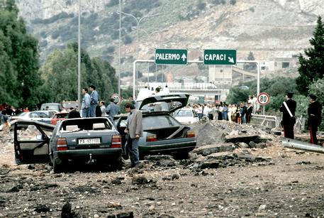 Il luogo della strage del 23 maggio 1992, sull'autostrada A29, nei pressi dello svincolo di Capaci © ANSA