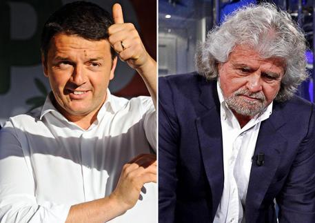 Matteo Renzi e Beppe Grillo in una combo d'archivio © ANSA