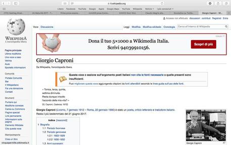 Burloni all'attacco su Wikipedia e Giorgio Caproni © ANSA