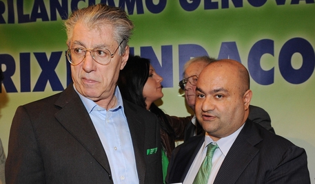Francesco Belsito e Umberto Bossi in  una immagine del 19 marzo 2012 © ANSA