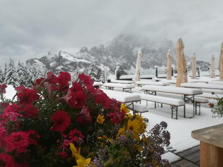 Maltempo, prima neve sulle Dolomiti © ANSA