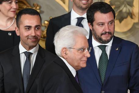 Sergio Mattarella con Matteo Salvini e Luigi Di Maio © ANSA