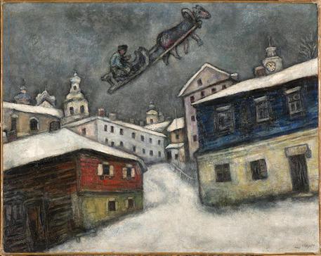 Marc Chagall Russian village, 1929 Oil on canvas, 73x92 cm Private Collection, Swiss Chagall, by SIAE 2018 © ANSA