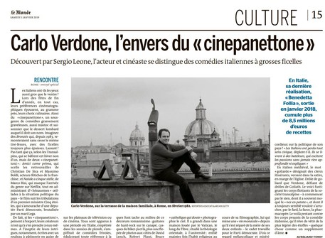 Carlo Verdone su Le Monde © Ansa