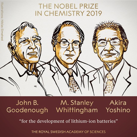 Nobel Chimica a Goodenough, Whittingham e Yoshino (dal sito ufficiale Nobel Prize) © Ansa