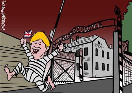 'Ue come Auschwitz': la vignetta del disegnatore Mario Improta © ANSA
