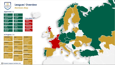 European Leagues: la mappa dei campionati di calcio aggiornata al 20 maggio 2020 © Ansa