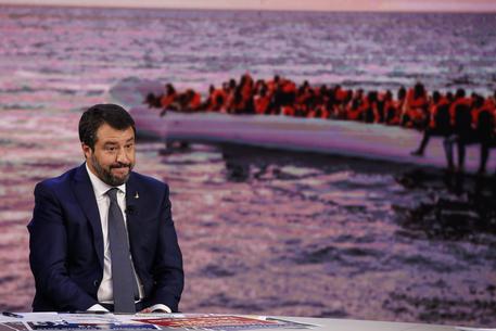 Matteo Salvini durante 'Porta a porta' condotto da Bruno Vespa (15 ottobre 2019) © ANSA