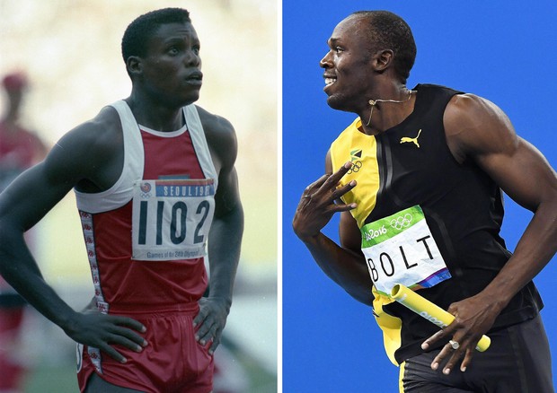 Carl Lewis e Usain Bolt in una combo (foto: ANSA)