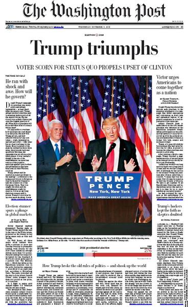 Le prime pagine dei giornali USA dopo la vittoria di TRUMP