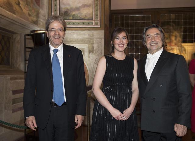 G7 Cultura: Paolo Gentiloni, Maria Elena Boschi e Riccardo Muti a Palazzo Vecchio a Firenze