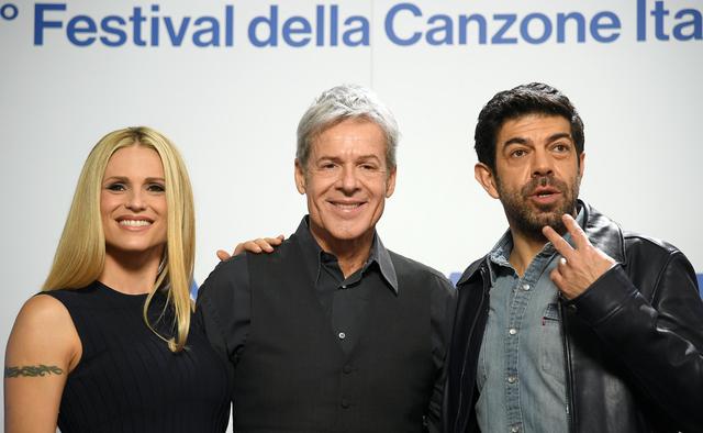 Michelle Hunziker, Claudio Baglioni e Pierfrancesco Favino