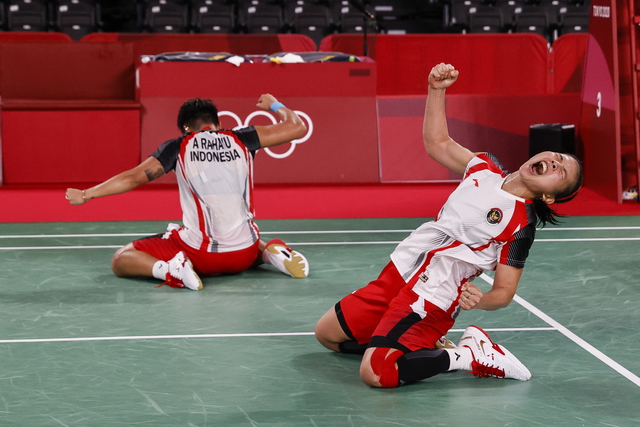 Long Vulgarity Coke Badminton, le atlete indonesiane festeggiano la vittoria - Olimpiadi Tokyo  2020 - ANSA.it