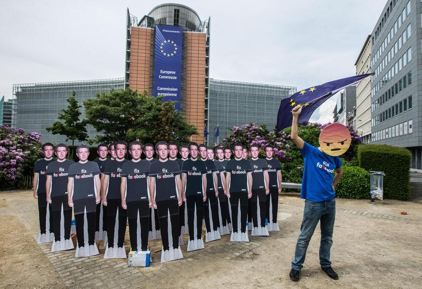 Facebook Demonstration in front of the European Commission in Brussels © ANSA/EPA